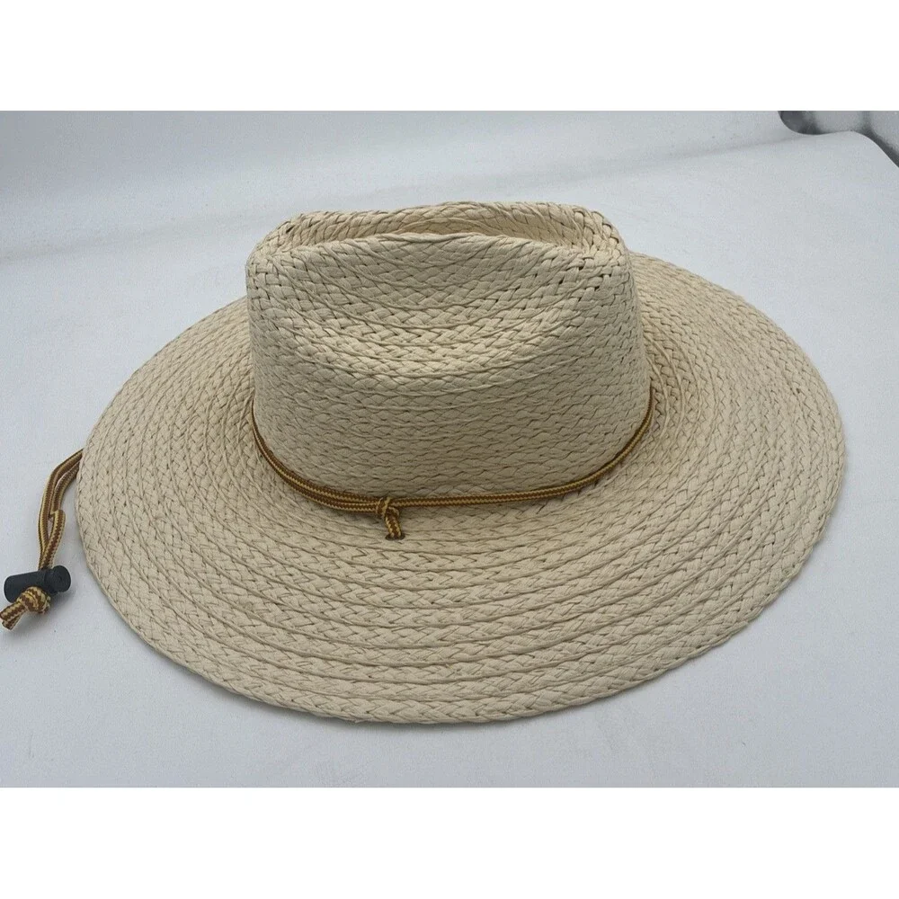 goodfellow&co natural straw wide-brim hat with gold cord band
